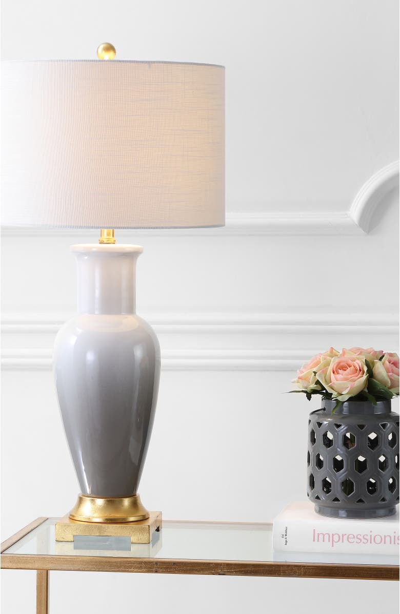 JONATHAN Y Dip Dye 31.5" Ceramic LED Table Lamp, Alternate, color, White/Gray