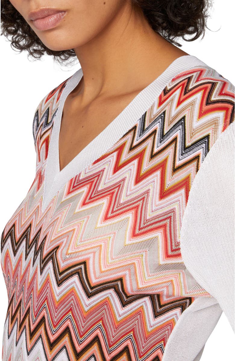 Missoni Viscose-blend Sweaters With Chevron Insert And V-neck, Alternate, color, Multicoloured