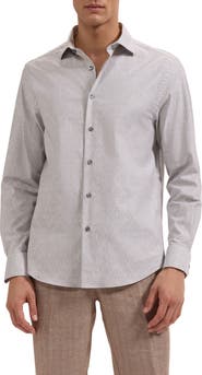 Bugatchi Axel Shaped Fit Stretch Cotton Button-Up Shirt