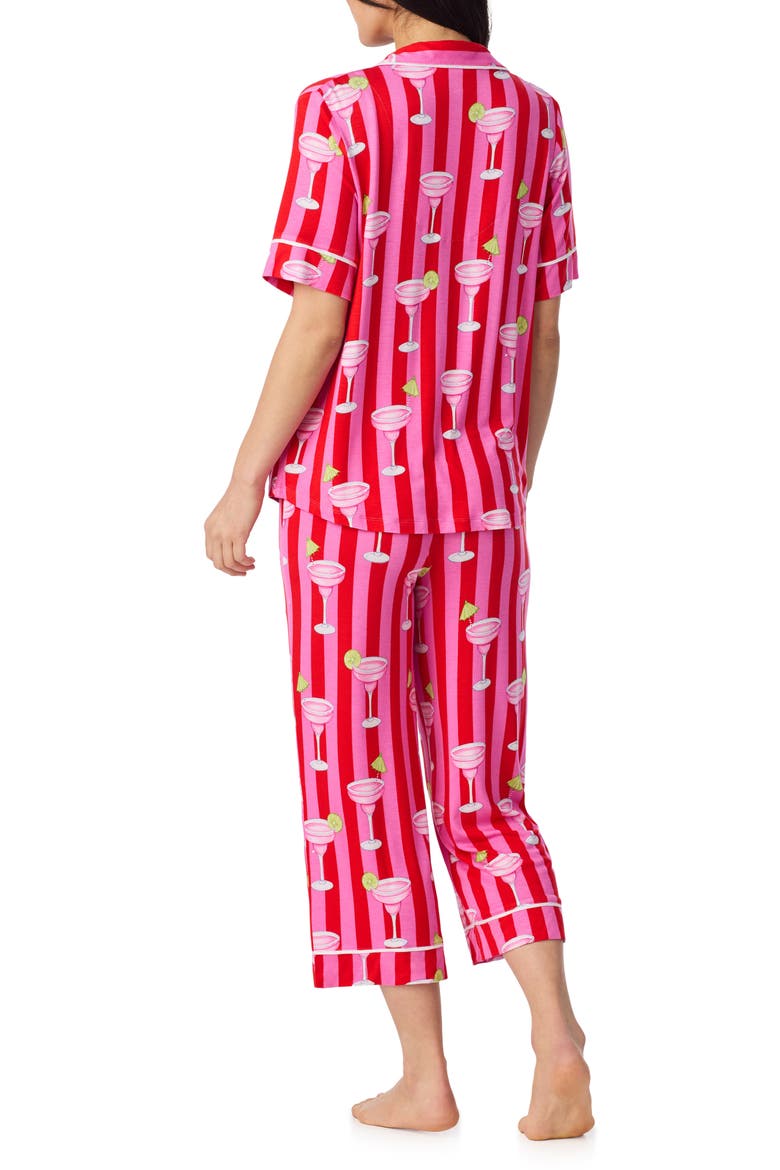 Print Crop Pajamas, Alternate, color, PINK STRIPE