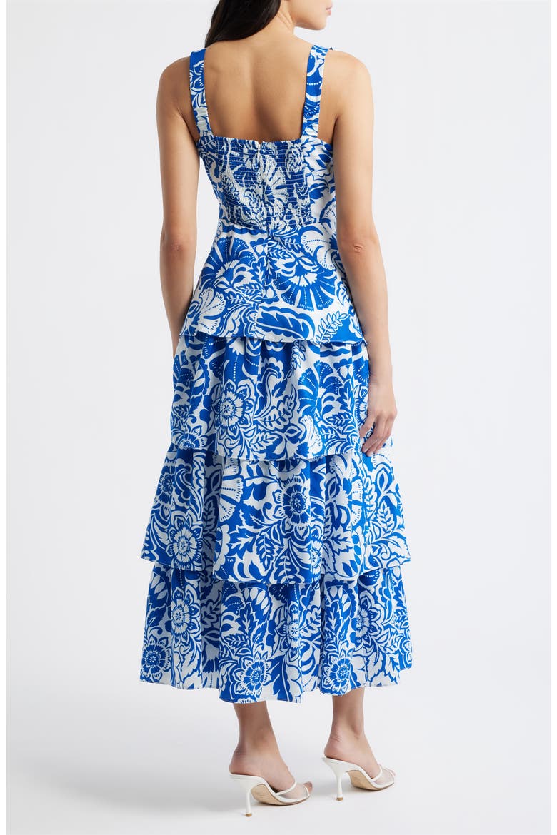 Floral Tiered Maxi Dress, Alternate, color, BLU IVORY