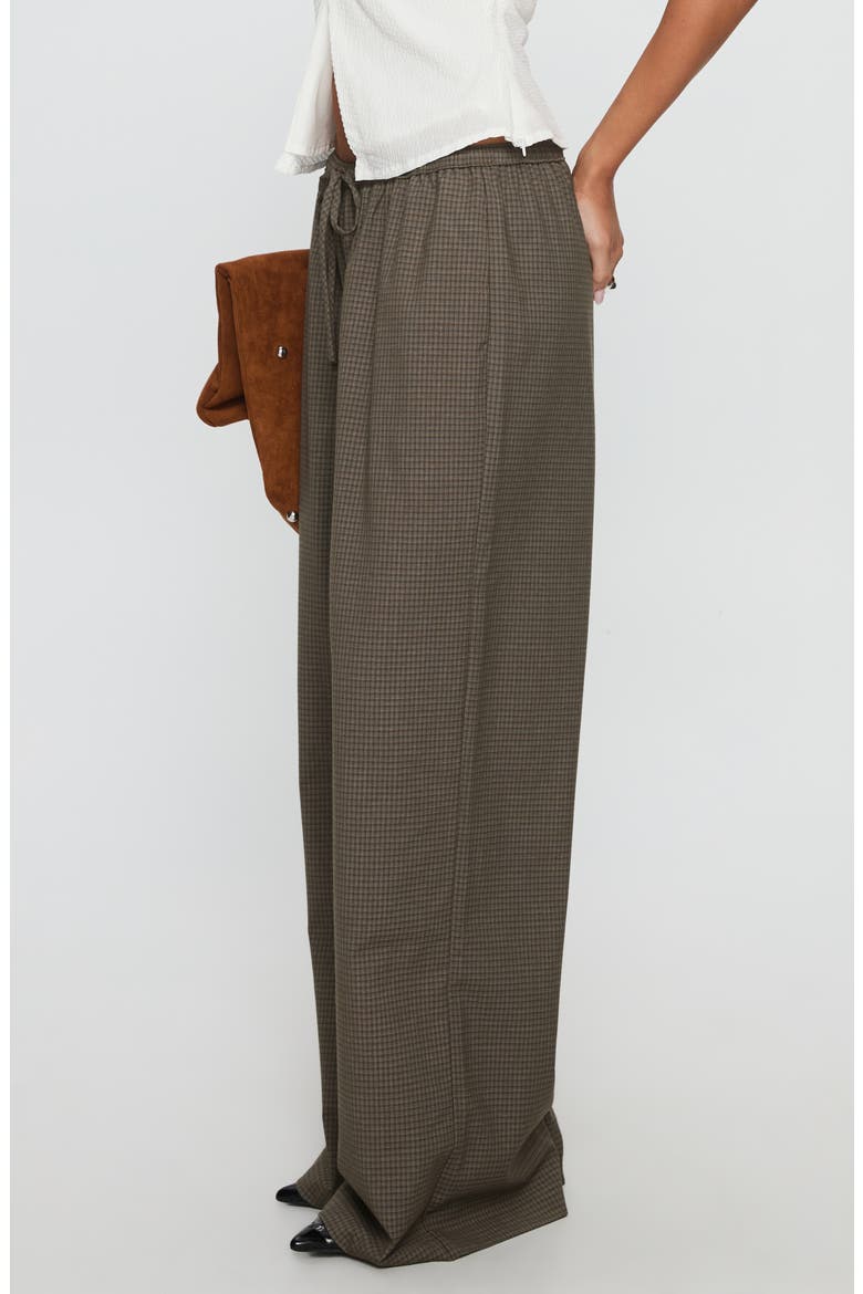 Ketrina Tie Waist Plaid Wide Leg Pants, Alternate, color, BROWN PLAID