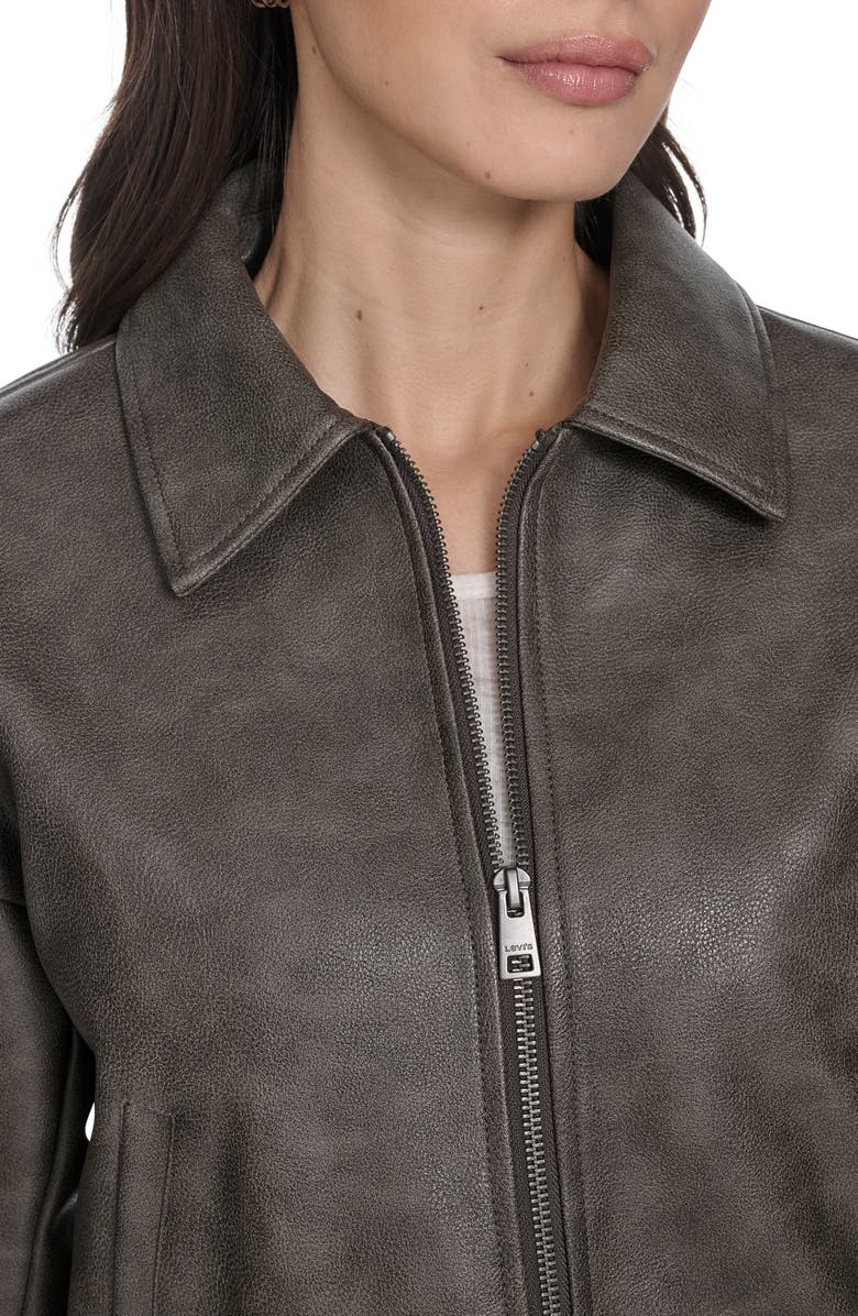 Levi's Faux Leather Bomber Jacket, Alternate, color, Ash