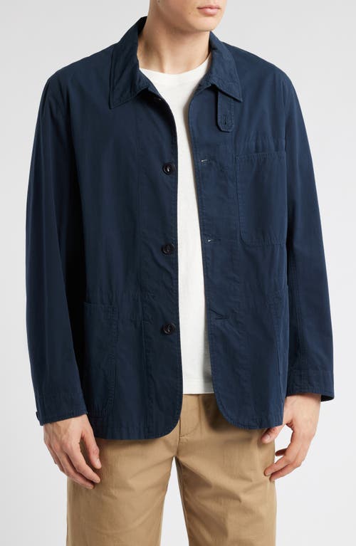 Shop Merz B Schwanen Relaxed Fit Organic Cotton Poplin Jacket In Dark Navy