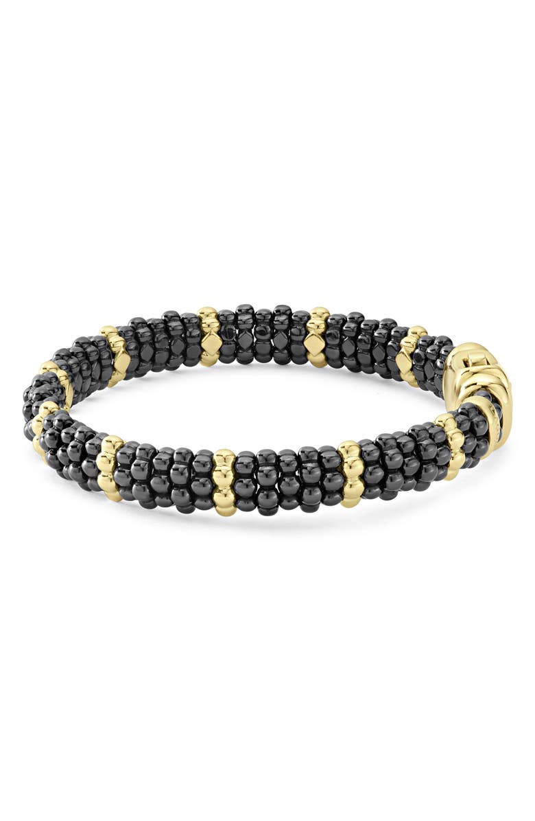 LAGOS Gold & Black Caviar Station Bracelet, Alternate, color, Gold