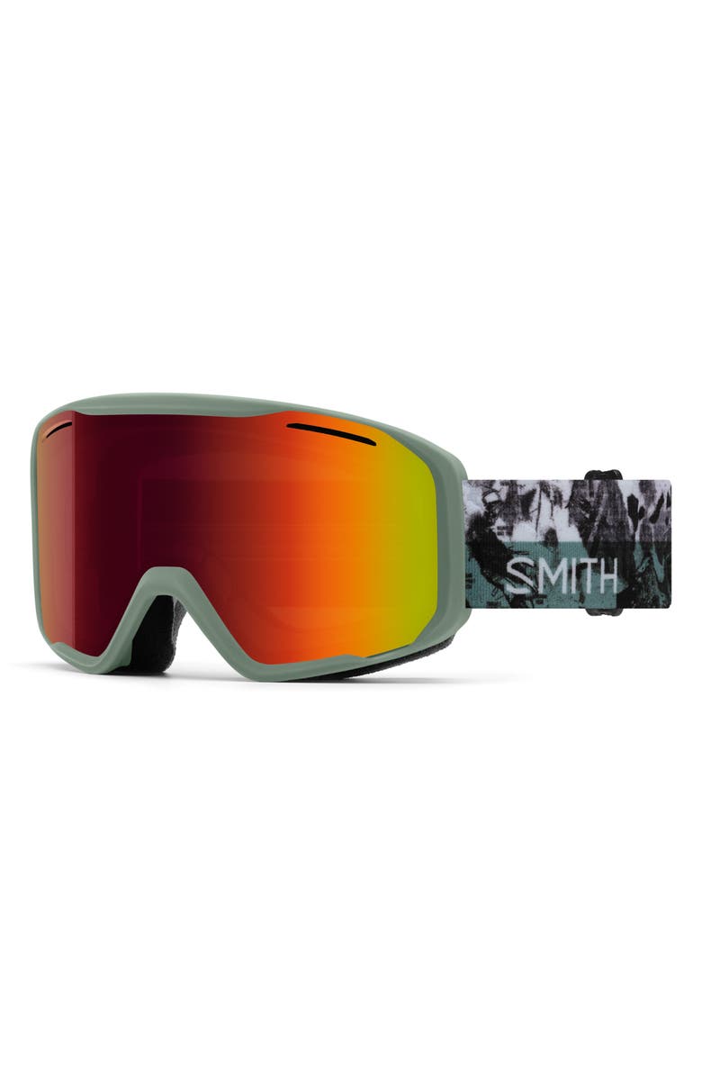 Smith Blazer Low Bridge Snow Goggles, Main, color, Sage Brush / Red Sol-X
