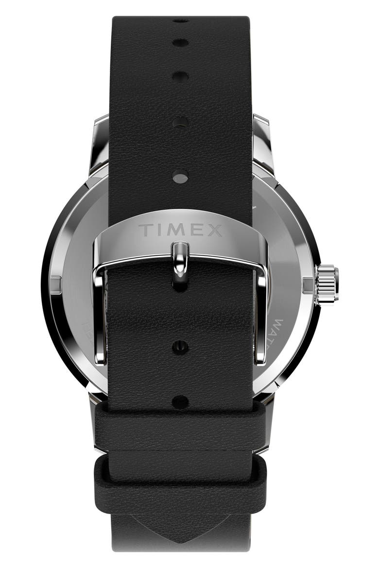 Peanuts® x Timex Marlin® Automatic Americana 40mm Leather Strap Watch, Alternate, color, SILVER-TONE