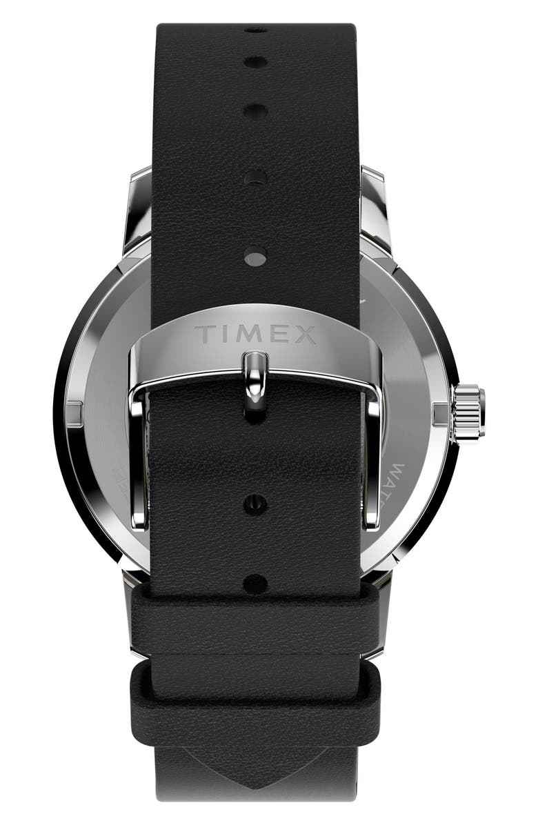 Timex<sup>®</sup> Peanuts<sup>®</sup> x Timex Marlin<sup>®</sup> Automatic Americana 40mm Leather Strap Watch, Alternate, color, Silver-Tone