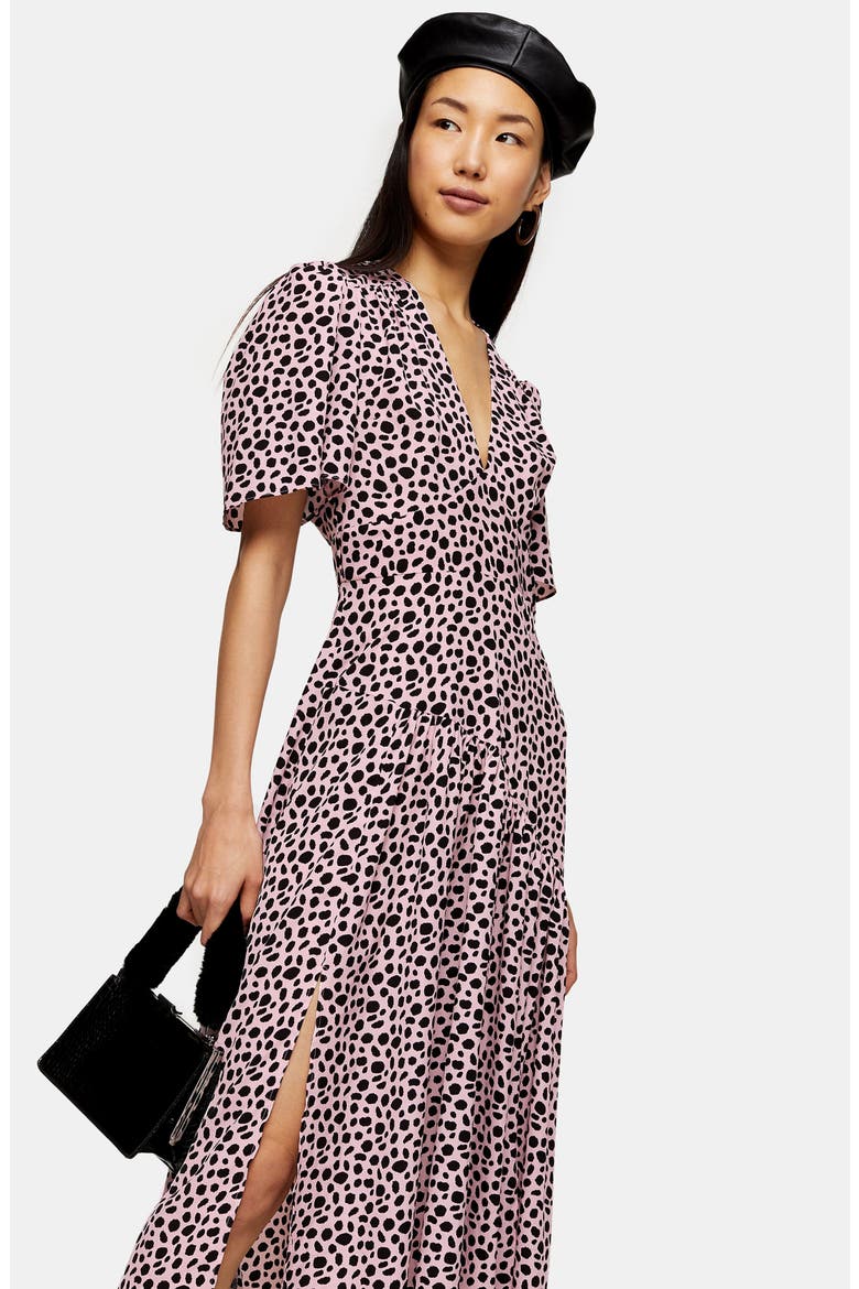 Animal Print Midi Dress, Alternate, color, PINK MULTI