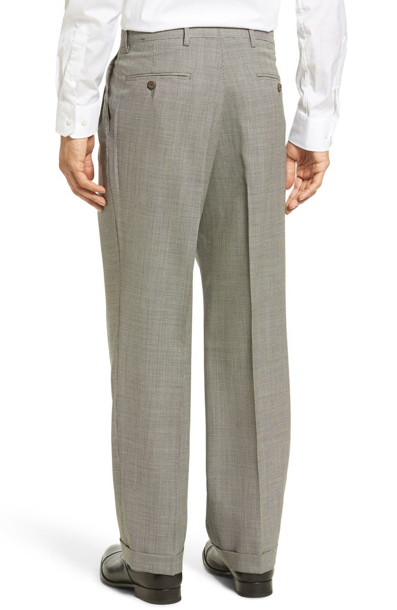Berle Pleated Houndstooth Wool Trousers, Alternate, color, 