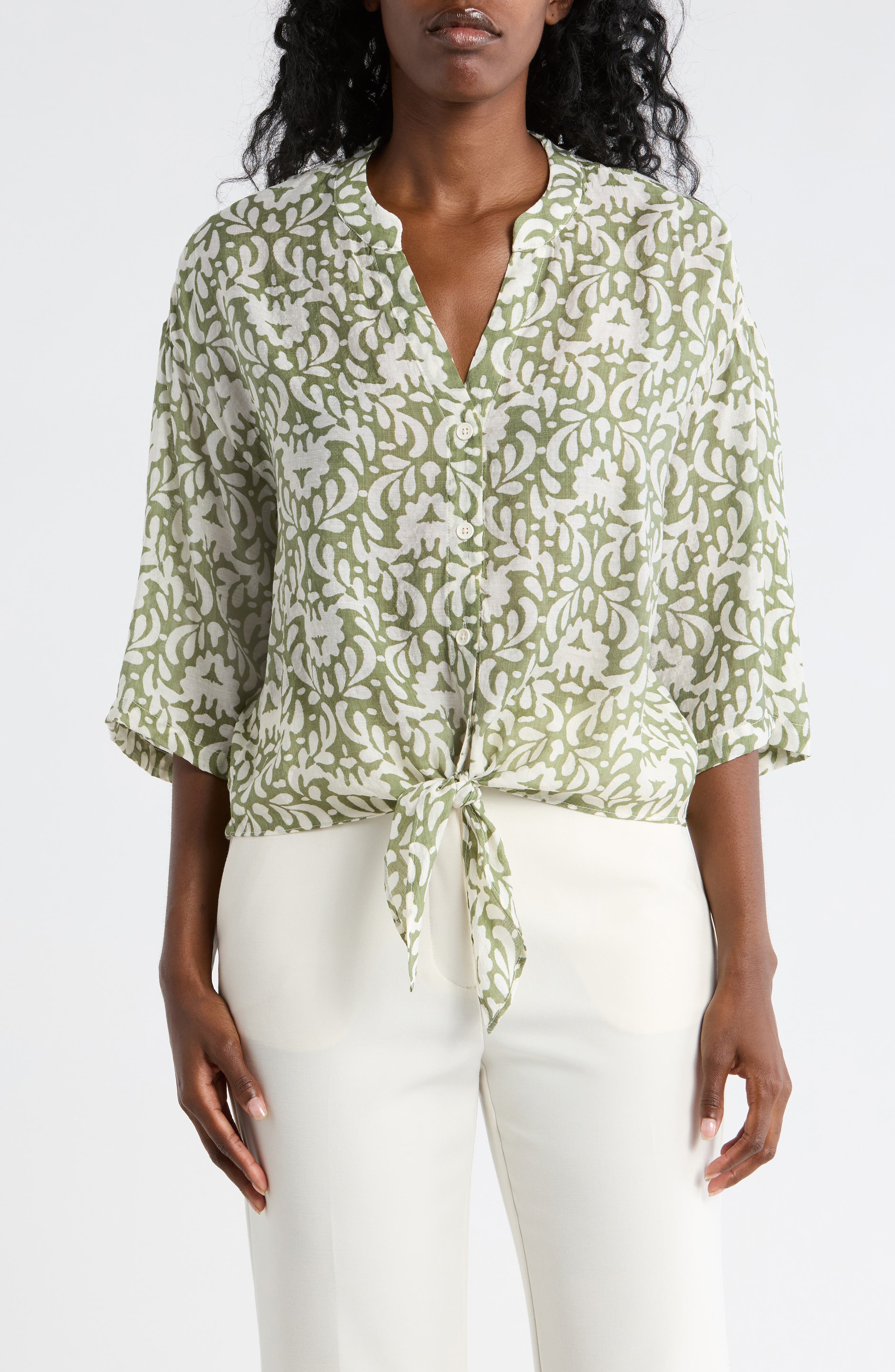 Halogen® Tie Front Top