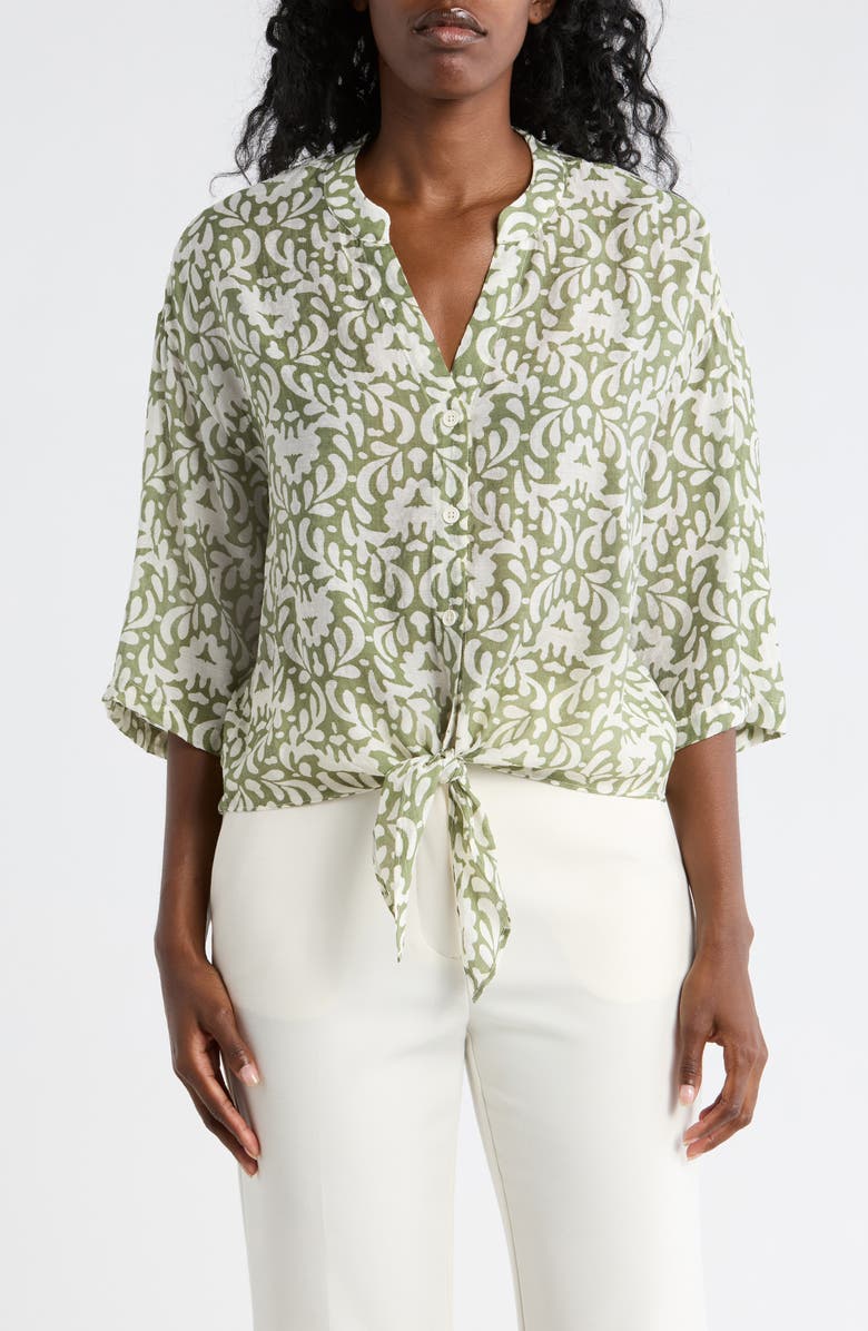 Halogen<sup>®</sup> Tie Front Top, Main, color, Loden Green