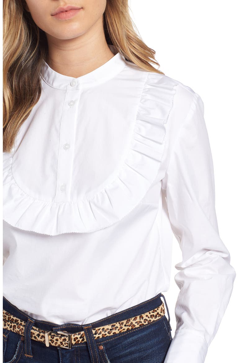 Ruffle Trim Top, Alternate, color, WHITE
