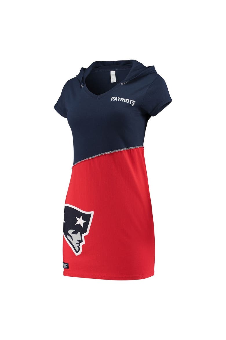 Women's Refried Apparel Navy/Red New England Patriots Sustainable Hooded Mini Dress, Main, color, Navy