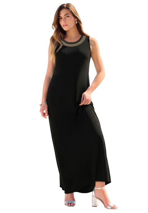 Plus Size Sleeveless Crew Neck Maxi Dress