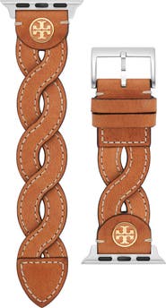 Tory Burch The Miller Braided Leather 20mm Apple Watch® Watchband