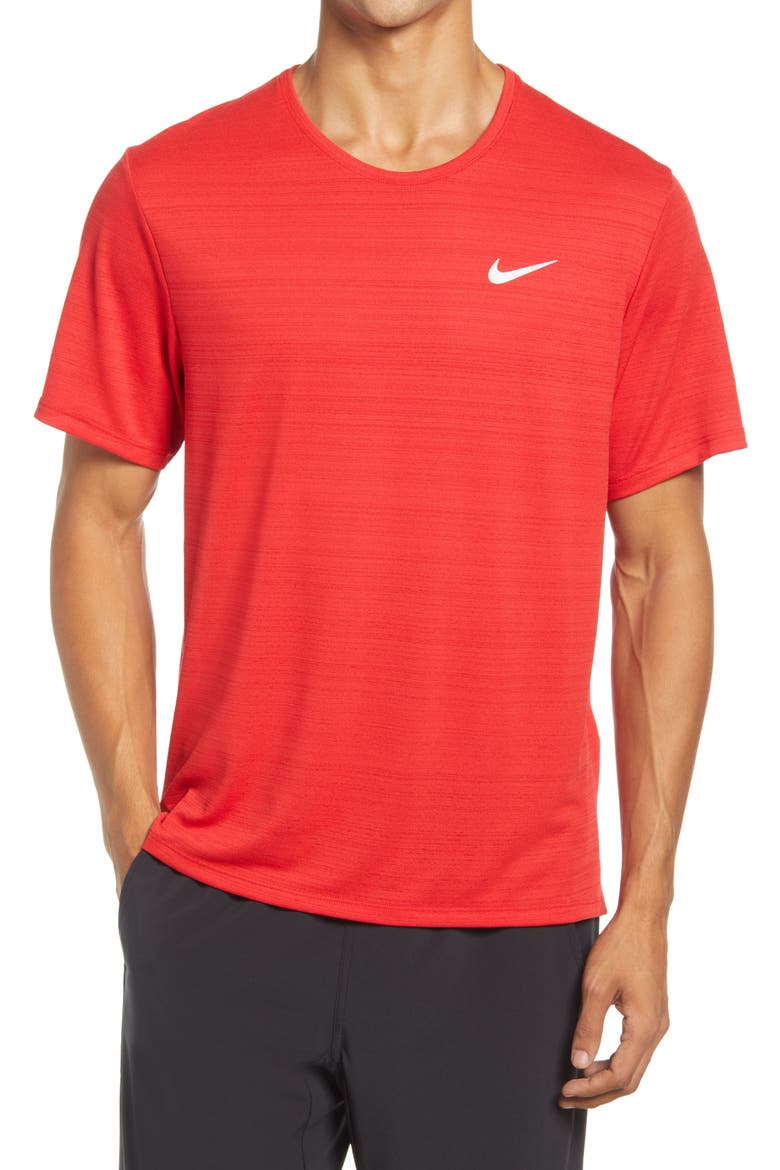 Men's Dri-FIT Miler Reflective Running T-Shirt, Main, color, UNIVERSITY RED/ REFLECTIVE