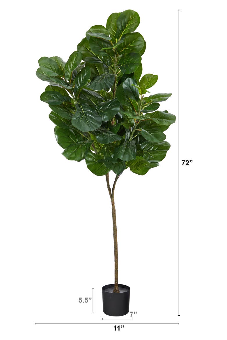 6' Artificial Fiddle Leaf Fig Plant, Alternate, color, GREEN