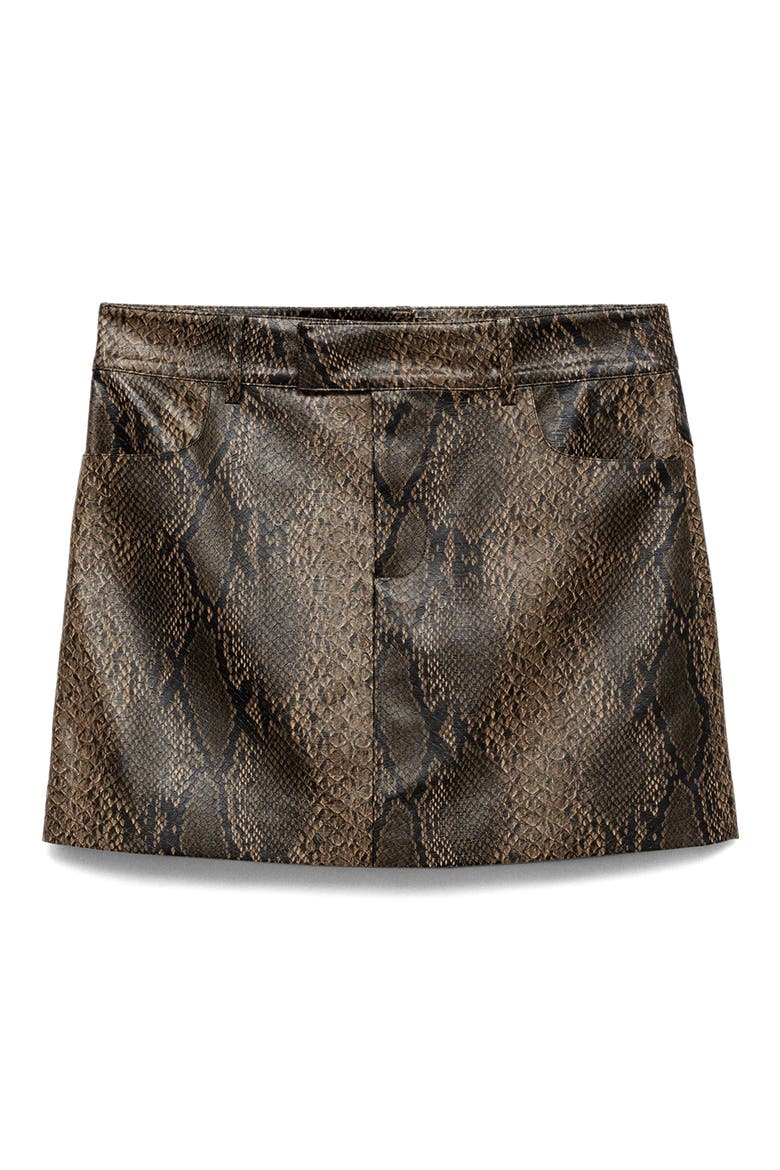 Snakeskin Embossed Miniskirt, Alternate, color, BEIGE