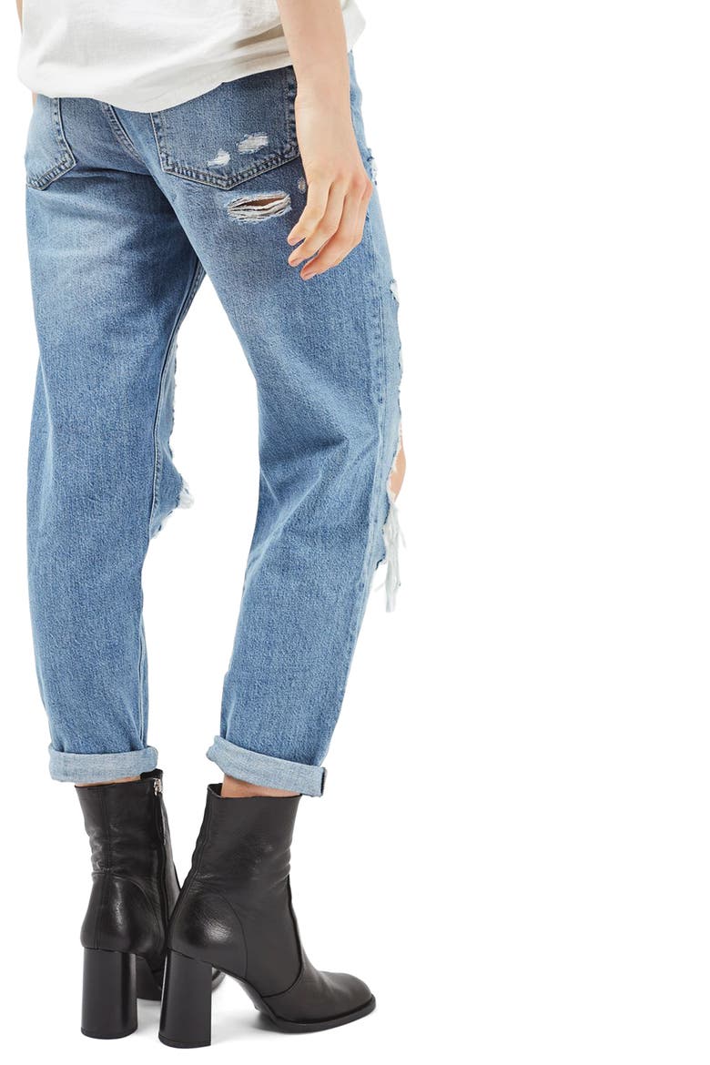 Hayden Ripped Boyfriend Jeans, Alternate, color, MID DENIM