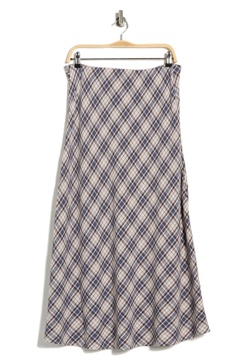 Plaid Maxi Skirt, Alternate, color, ECRU / NAVY