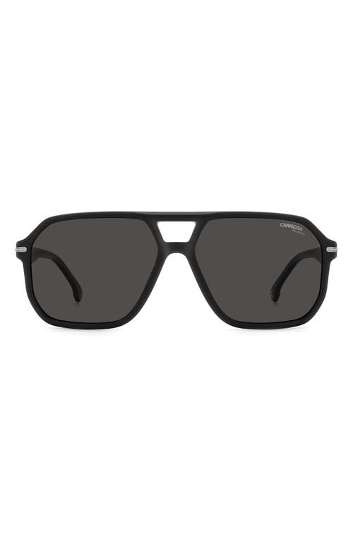 Carrera Eyewear 59mm Polarized Rectangular Sunglasses in Matte Black/Gray Polar 