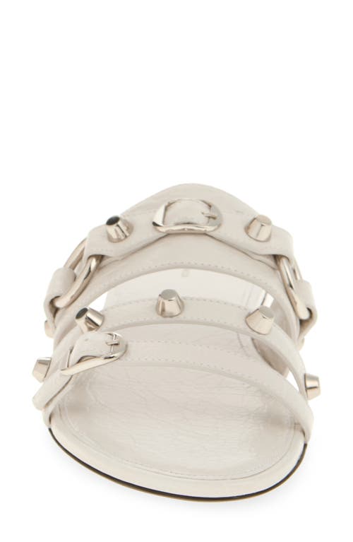 Balenciaga City Studded-strap Slide Sandals In White/silver