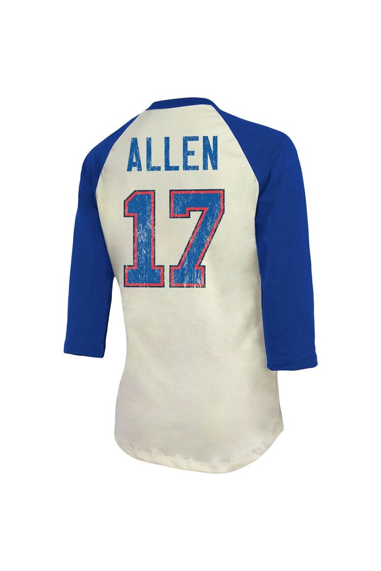 Women's Fanatics Branded Josh Allen Cream/Royal Buffalo Bills Player Raglan Name & Number Fitted 3/4-Sleeve T-Shirt, Main, color, CREAM