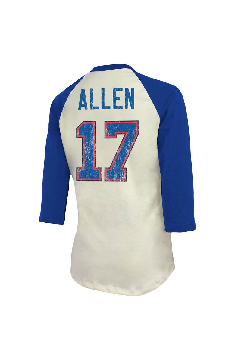 INDUSTRY RAG Women's Fanatics Branded Josh Allen Cream/Royal Buffalo Bills Player Raglan Name & Number Fitted 3/4-Sleeve T-Shirt, Main, color, 