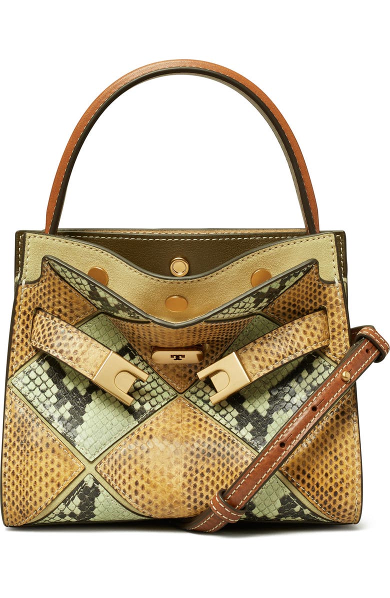 Tory Burch Small Lee Radziwill Diamond Exotic Leather Double Bag, Main, color,