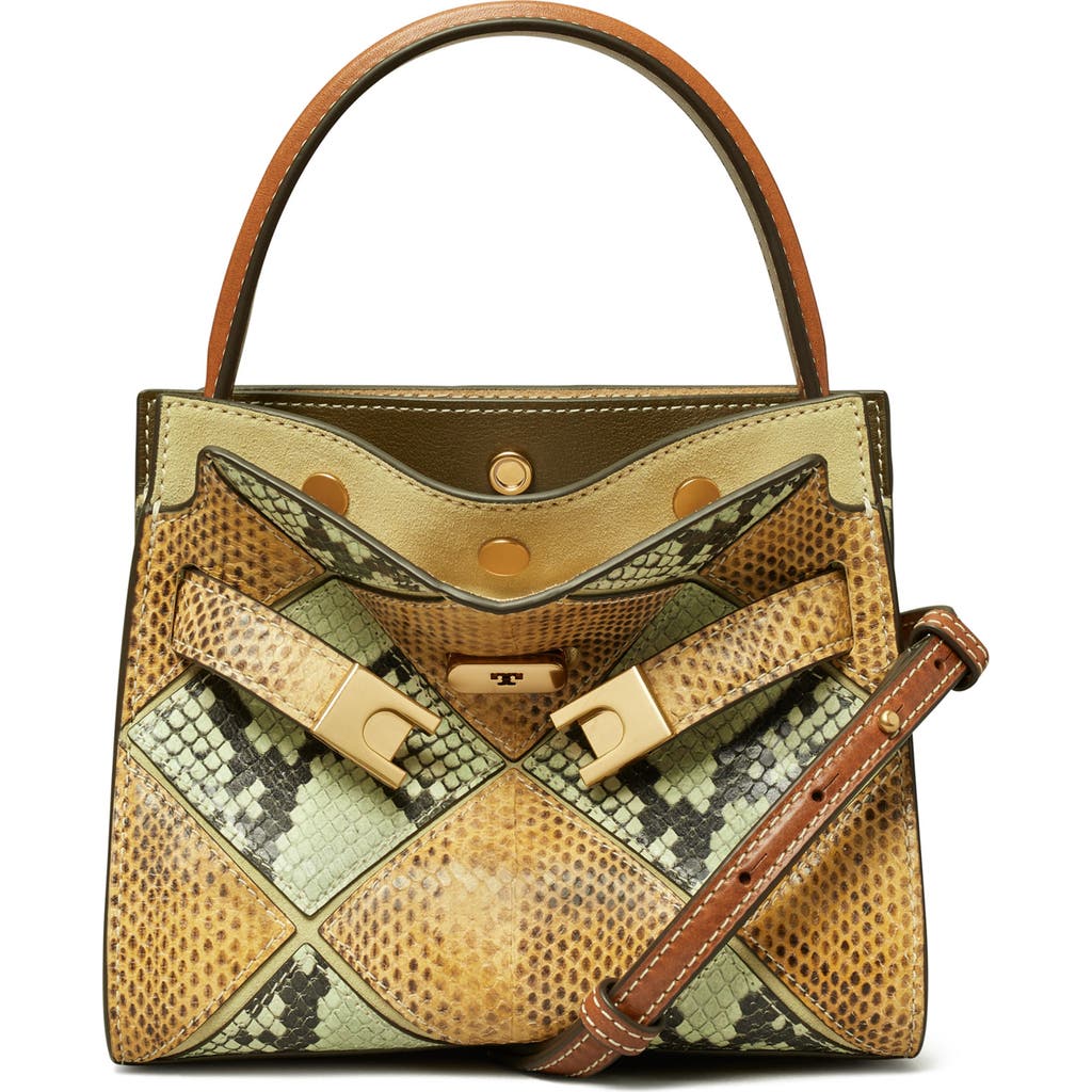 Tory Burch Small Lee Radziwill Diamond Exotic Leather Double Bag In Multi