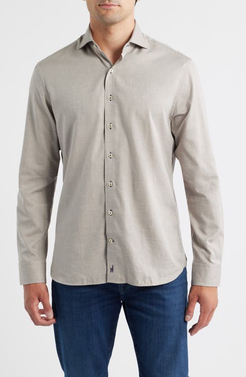 Augustin Herringbone Cotton Button-Up Shirt