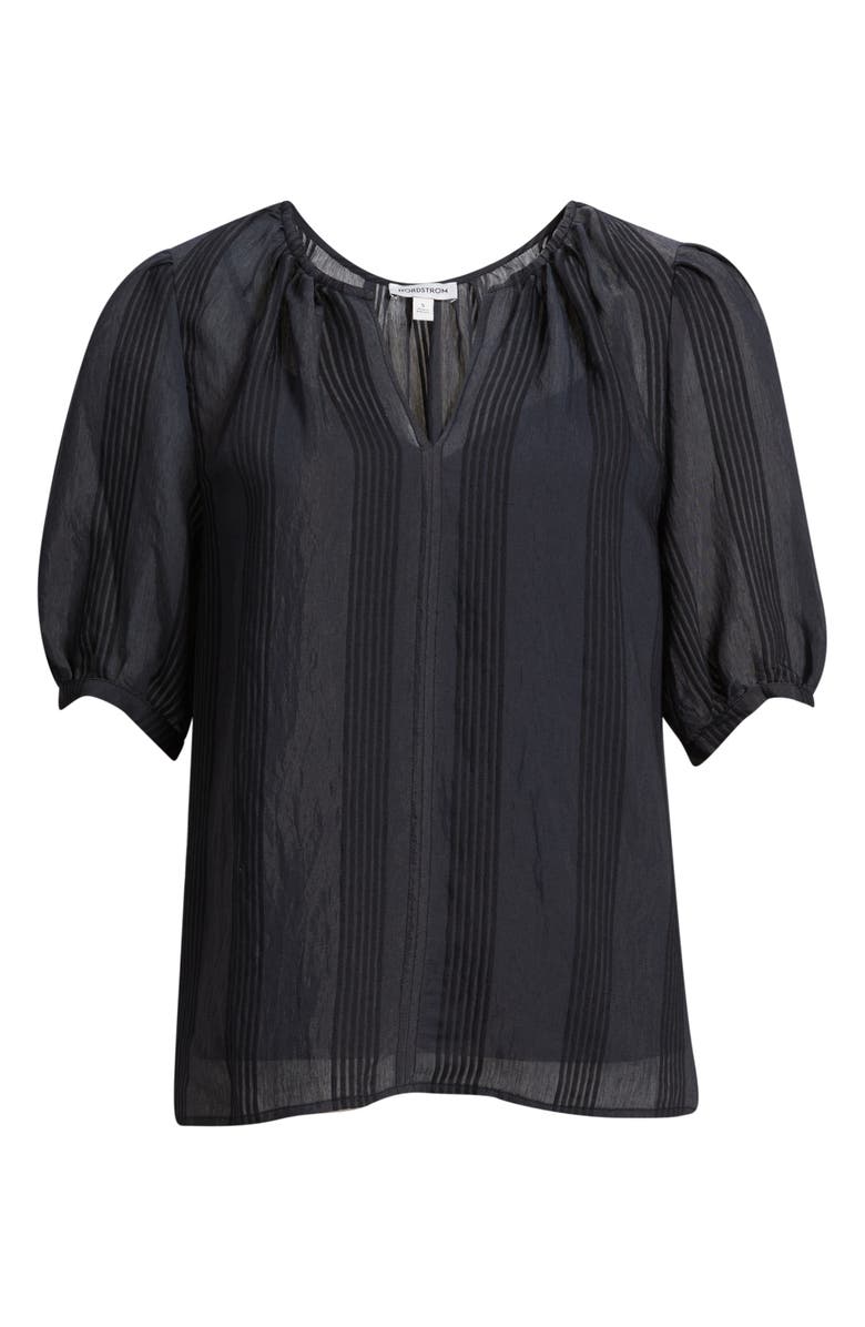 Nordstrom Puff Sleeve Top, Alternate, color, Black Delray Stripe