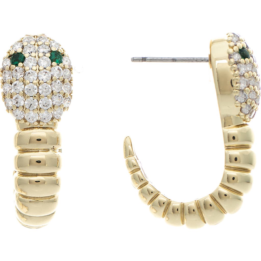 Rivka Friedman Snake Head Huggie Hoop Earrings