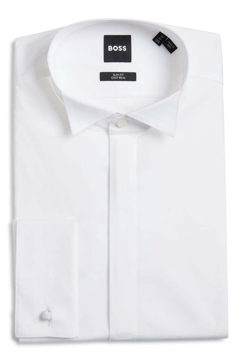 Hank Slim Fit Stretch Cotton Tuxedo Shirt, Alternate, color, WHITE