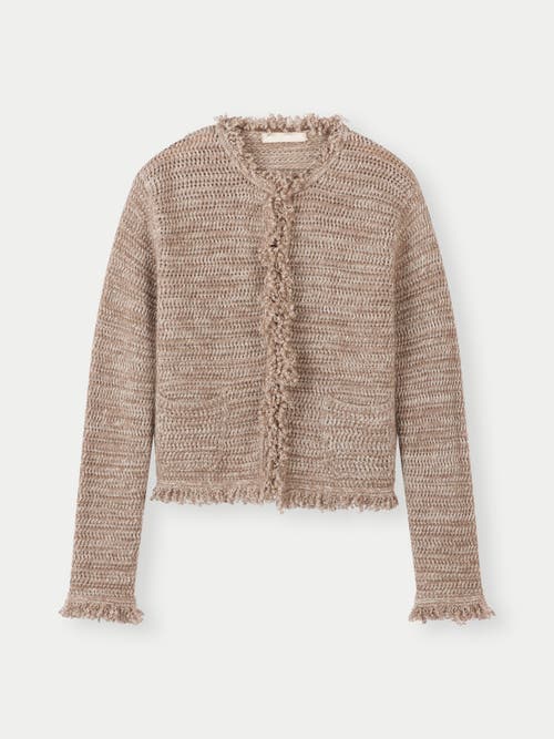 Gobi Mongolian Cashmere Organic Color Hook And Eye Closure Cashmere Cardigan In Taupe