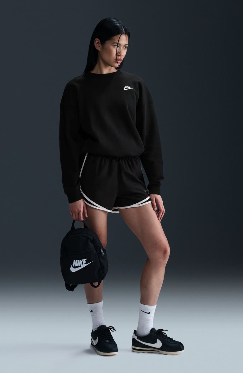 Nike Club Fleece Loose Fit Crewneck Sweatshirt, Alternate, color, Black/ White