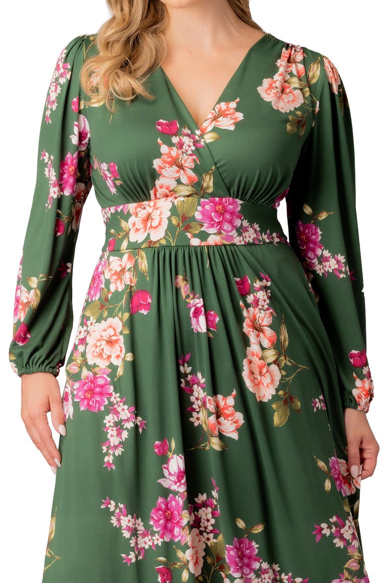 Kelsey Long Sleeve Maxi Dress, Alternate, color, GREEN FLORAL PRINT
