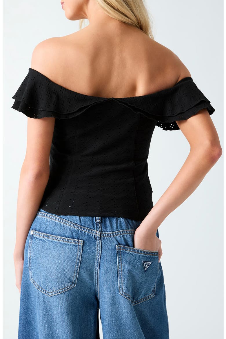 Teodolinda Off the Shoulder Top, Alternate, color, JBLACK-BLACK