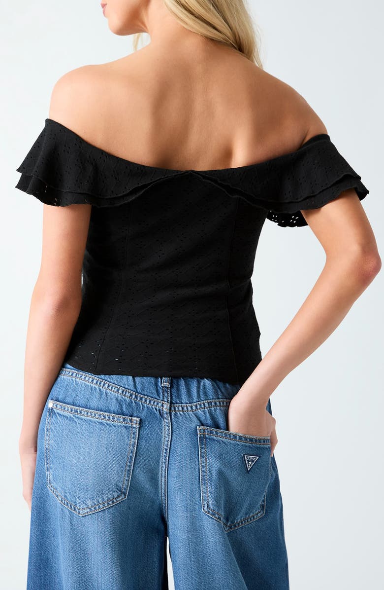 GUESS Teodolinda Off the Shoulder Top, Alternate, color, Jblack-Black