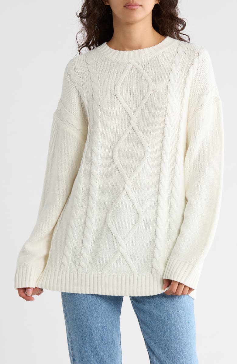 Abound Oversize Cable Stitch Sweater, Main, color, Ivory