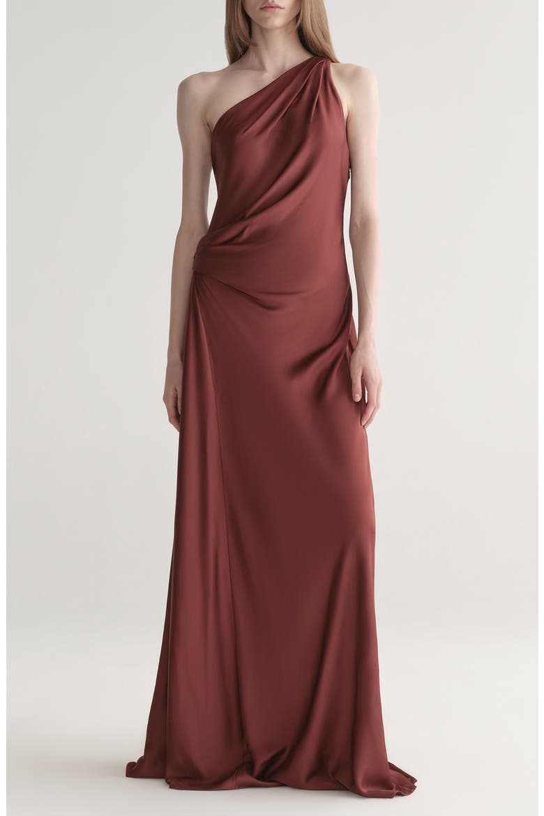 Aster One Shoulder Gown, Main, color, BLACK CHERRY