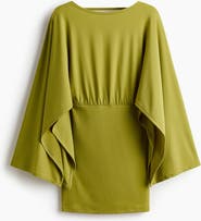 H&M Cape-sleeved Fine-knit Dress