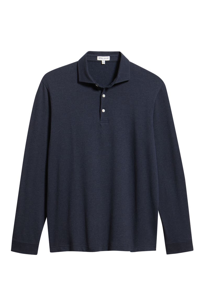 Herringbone Long Sleeve Polo, Alternate, color, NAVY