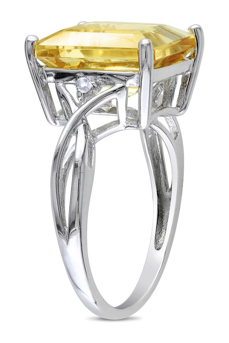 Sterling Silver Citrine & White Topaz Emerald Ring, Alternate, color, YELLOW