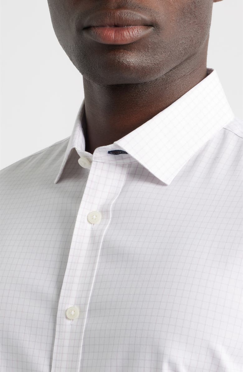 Mizzen+Main Hilton Trim Fit Grid Performance Cotton Blend Button-Up Shirt, Alternate, color, White Lavender Haze Mini Grid
