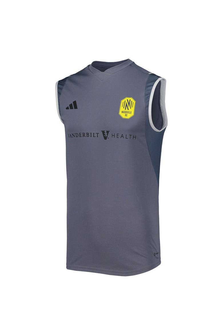 Men's adidas Gray Nashville SC 2023 On-Field Sleeveless Training Jersey, Alternate, color, Gray