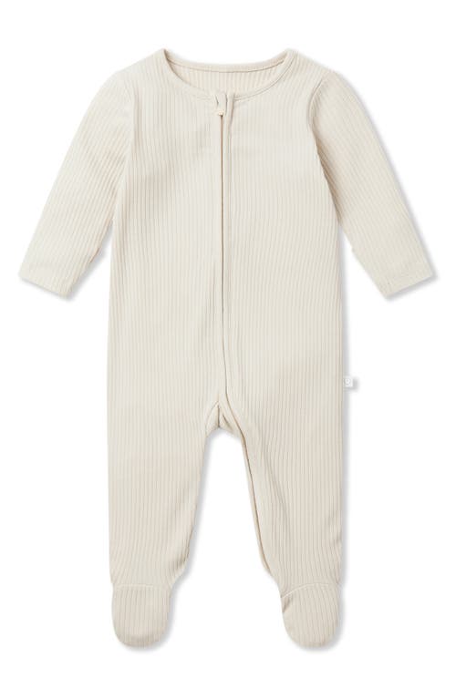 MORI Clever Zip Footie in Ribbed Ecru 