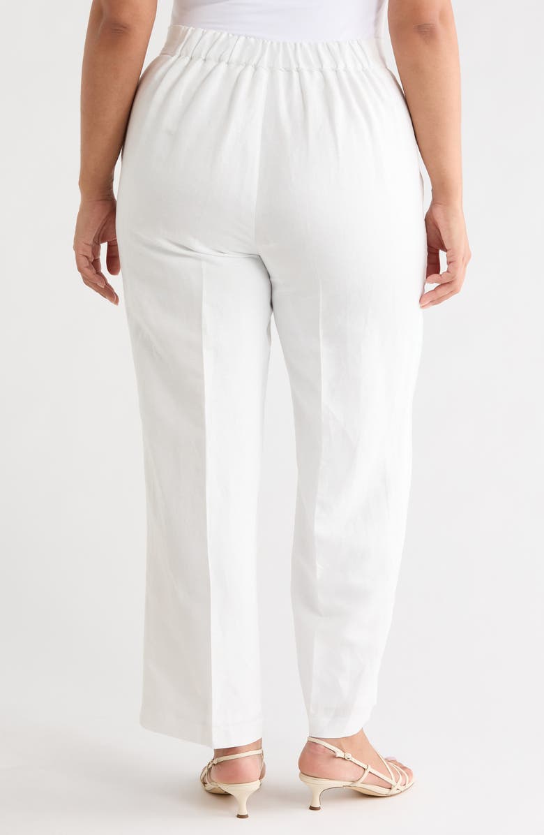 KASPER The Audrey Pull On Linen Blend Pants, Alternate, color, Lily White
