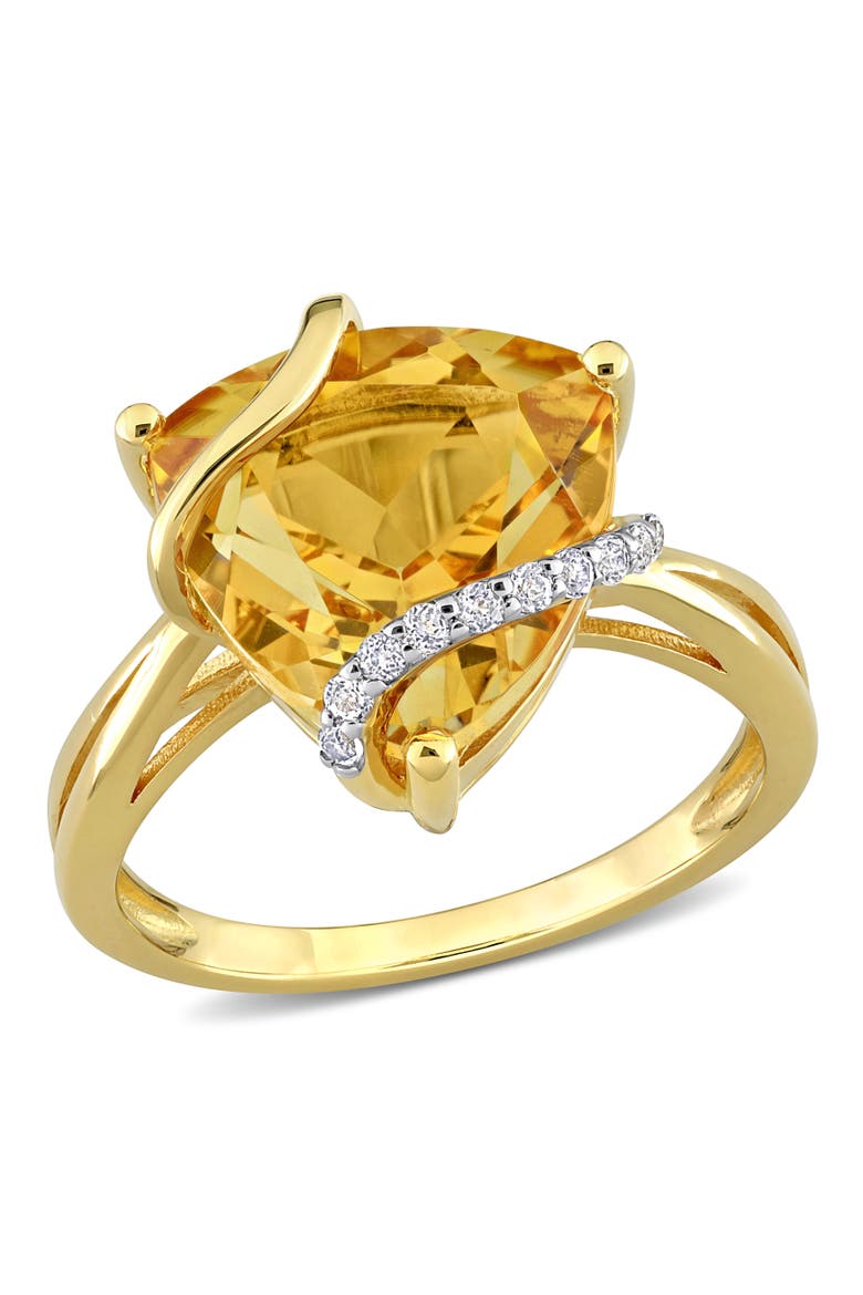 Gemstones & White Topaz Trilliant Ring, Main, color, Citrine/Yellow-Plated